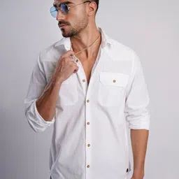 Bene Kleed Double Pocket Long Sleeves Cotton Casual Shirt-image-44