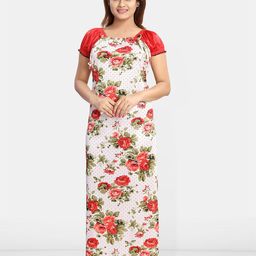 Be You Square Neck Floral Printed Satin Maxi Nightdress-picture-5