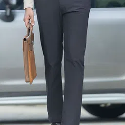 Harfun Men Solid Boardroom Smart Relaxed Fit Formal Trouser-image-35