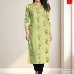 HERE&NOW Selection Of 2 Floral Printed Round Neck Straight Kurta-image-6