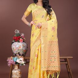 Mitera Geometric Woven Design Zari Detail Saree-34