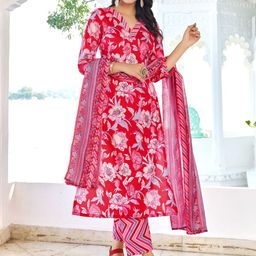 Moda Rapido Women Floral Printed Regular Kurta with Trousers & With Dupatta-39