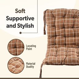Kuber Industries Brown Checked Chair Pads image 2
