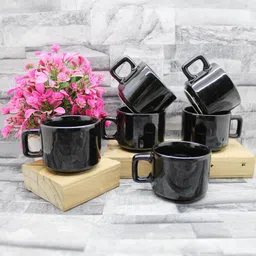 laghima jadon Black Ceramic Cups and Mugs Set of 6-58