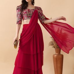 Kinjo Women Embroidered Thread Work Ready to Wear Lehenga & Blouse With Dupatta-image-76