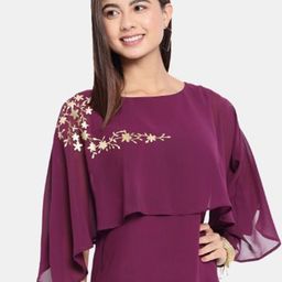 OTIRA Women Embellished Cape Sleeve Georgette Cape Top-image-13
