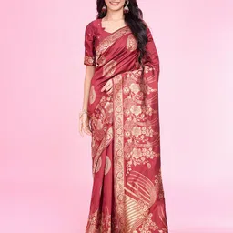 RICH & ROMAN Woven Design Zari Pure Silk Banarasi Saree-picture-16