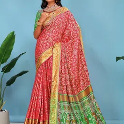 jayant creation Red Silk Blend Patola Sarees-picture-46