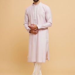 Twamev Floral Woven Design Mandarin Collar Straight Kurta With Churidar-image-35