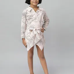 ZACKBEE Girls Floral Print Wrap Midi Dress-image-53