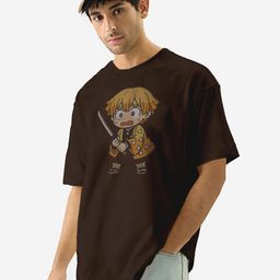 MaverIQ Men Demon Slayer Graphic Printed Round Neck Cotton Oversized T-shirt-picture-40