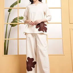 DEEBACO Embroidered Boat Neck Top With Trousers Co-Ords-image-37
