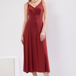 Trendyol Shoulder Straps Fit And Flare Midi Dress-image-86