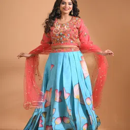 Morchari Embroidered Semi-Stitched Lehenga & Unstitched Blouse With Dupatta-2