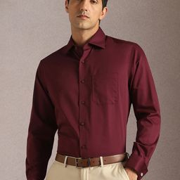 Louis Philippe Men Solid Spread Collar Cotton Formal Shirt-image-95