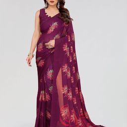 Sadika Floral Print Zari work saree with tassels-picture-37