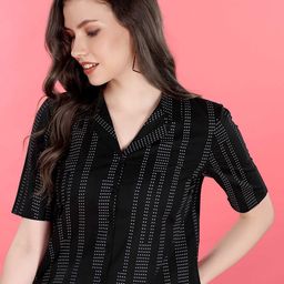 Anouk Striped Puff Sleeve Cotton Top-image-30