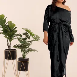 THE BLESSED WARDROBE Women Off-Shoulder Gathered Fit & Flare Maxi Dress-image-51