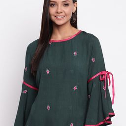 DressBerry Embellished Embroidered Flared Sleeve Top-image-66