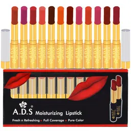 A.D.S Set Of 12 Moisturizing Smudge Proof Long Lasting Matte Lipstick - 1.8 gm - Shade - A image 2
