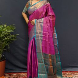 DIVASTRI Woven Design Zari Silk Blend Kanjeevaram Saree-image-83