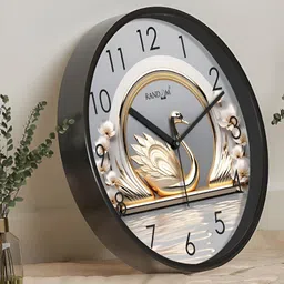 RANDOM Black & Green Printed Contemporary Analogue Round Wall Clock-24
