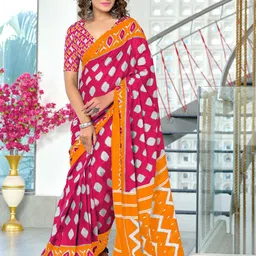 PEENGAX Printed Pure Cotton Block Print Saree-41