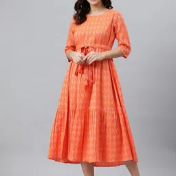BAESD Print A-Line Midi Dress-10