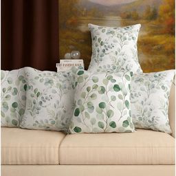 Aura White & Green Set of 5 Quirky Square Cushion Covers-picture-22