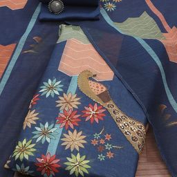 Biba Floral Printed Sequinned Unstitched Dress Material-picture-13