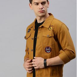 Kaali Peeli Men Outdoor Denim Jacket with Patchwork-14