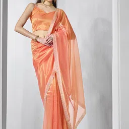Mitera Embellished Beads and Stones Tissue Saree-image-12