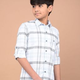Crimsoune Club Boys Classic Slim Fit Windowpane Checks Opaque Checked Casual Shirt-image-73