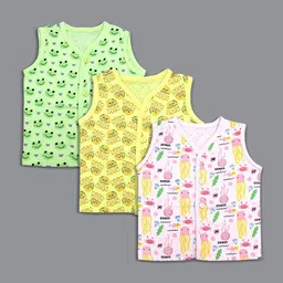 Born Babies Infants Pack Of 3 Printed Cotton Jhabla Vests CGYP-picture-23