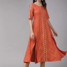 IKRASS Women Geometric Printed Gotta Patti Anarkali Kurta-image-66