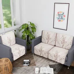 Myntra Elegant Homes Cream-Coloured & Purple Printed Cotton Sofa Cover-image-96