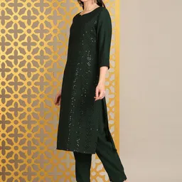 Anouk Women Regular Sequinned Kurta with Trousers & With Dupatta image 4