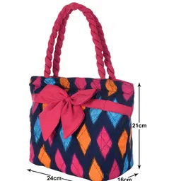 Kuber Industries Floral Printed Shopper Tote Bag with Applique image 4