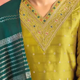 SKYLEE Women Regular Sequinned Kurta with Palazzos & With Dupatta image 3