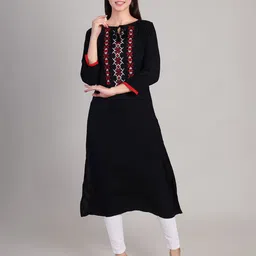 DELIS Women Cross Stitch Embroidered Thread Work Kurta-image-42