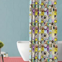 ArtzFolio Yellow & Purple Abstract Printed Waterproof Shower Curtain-7