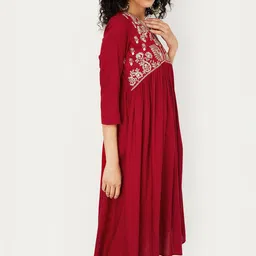max Women Geometric Yoke Design Flared Sleeves Sequinned Anarkali Kurta-image-76