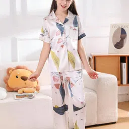 PAGHDAL BROTHERS Kids Printed Lapel Collar Shirt With Pyjamas-image-33