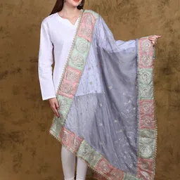 Exotic India Zari Gota Patti Dupatta From Amritsar With Chakra Motifs Border-picture-38