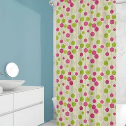 ArtzFolio Green & Pink Printed Waterproof Shower Curtain-8