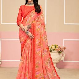 Anouk Rustic Floral Pure Chiffon Dabu Saree-17