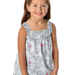 Cherry Crumble Girls Floral Printed Square Neck Cotton A-Line Top-image-86