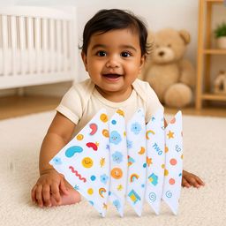 BAESD Set Of 6 Printed Muslin Cotton Baby Washcloths-34