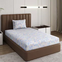 Monte Carlo Pixel Blue & White Floral Printed 120 TC Single Bedsheet Set 1.52 m x 2.30 m-picture-7