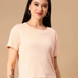 V-Mart Rib Self Design Round Neck Regular Fit T-shirt-picture-11